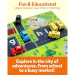 Alphabet Maze, 26Pcs Pull Back Car With Play Mat Preschool Letter Matching Game For 3 4 5 Years Old, Montessori Educational Fine Motor Gift Toy For Toddler Kids