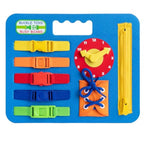 Busy Board - Montessori Learning Toy For Toddlers Kids Road Trip Activities - Foam Sensory Board - Develop Fine Motor Skills - Blue