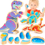Dinosaur Toys For Kids 3-5,Wooden Magnetic Dino Take Apart Building Blocks Toys For Fine Motor Skills & Creative Play,Christmas Stocking Stuffers Gifts For Toddler Boys Girls