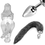 Stainless Steel Fox Tail Anal Plug - Adjustable Body-Safe Beginner Butt Plug For Adults, Waterproof Comfortable Design With Removable Silicone Tail