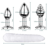 3Pcs/Set Fox Tail Anal Butt Plug With 3 Types Replaceable Detachable Stainess Steel Plugs Sex Adult Toys Flirting Tools For Cosplay,Sm Role Play And Couples