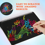 3 Pack Rainbow Scratch Art Notebooks, Spiral Magic Scratch Pads for Kids