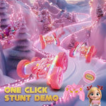 Remote Control Car For Girls, Pink Rc Cars Stunt Rc Car Girl Toys For Girls Double-Sided 360° Rotating With Headlights 4Wd Kid Toys For Birthday Gifts (Pink)