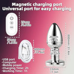 Vibrating Anal Plug Vibrator Butt Plug For Women Men Hearted Light Up Prostate Massager With Remote Control Stainless Steel Electric Sex Toys (S)