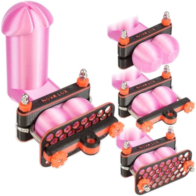 Cbt Bdsm Testicle Clamp And Compression Device With Weight Suspension Function – Red And Black Set – Erotic Toy For Men