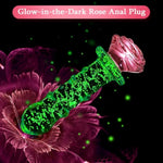 Glass Dildo Glass Butt Plug - Crystal Glass Wand Dildo Penis With Stimulating Beads, 6.18 Inch Anal Plugs Glow In The Dark Rose Sex Toy, Prostate Massager Adult Sex Toys For Men Women Lesbian Couples