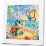 7 x 7 Inch Diamond Art Kit for Kids with Wooden Frame, 5D Gem Painting Craft