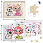 4-In-1 Princess Jigsaw Puzzles For Kids, Wood Puzzles For Kids Ages 3-5 48 Piece Wooden Puzzles For Toddlers 3-5, Wooden Puzzles For Toddlers, Essential Skills Gift For Girls Princesses