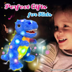 Light-Up Plush Blue Dinosaur Led Stuffed Animal Birthday Christmas T-Rex Plushies Toy Gifts For Kids Toddler Girls, 12.5"