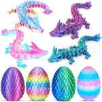4Pcs 3D Printed Dragon Eggs With Dragon Inside, Mini Articulated Crystal Dragons Toys For Kids & Adults 3D Print Small Dinosaur Eggs Christmas Stocking Stuffers Birthday Gifts For Kids