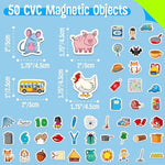 50 Pcs Cvc Object Magnets, Magnetic Thickened Cvc Fridge Magnets Adorable Educational Learning Toys For Preschooler, Kindergarteners, Kids 4+