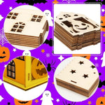 7 Pack Wooden Pumpkin House Craft Kit for Kids DIY Halloween Decoration