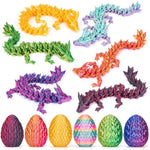 6Pcs 3D Printed Dragon Eggs With Articulated Baby Dragons Inside, Mini Flexible Crystal Dragon Toy For Kids, Fidget Sensory Toy