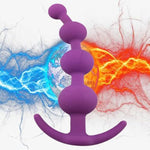 Silicone Anal Beads Butt Plug-Flexible Anal Chain Sex Toys With Different Size Anal Balls Prostate Massage Anal Plug,Anal Beads With Thin Neck & 4 Gradual Beads & T-Bar Base For Men Women