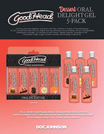 Doc Johnson GoodHead - Oral Delight Gel - Desserts - Orange Creamsicle, Salted Caramel, Strawberry Pie, Chocolate Fudge, Sugar Cookie (Vanilla) - 5 x 1 fl. oz. (5 X 29ml)