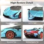 Lamborghini Remote Control Car, 1:12 Scale Lambo Toy Car 7.4V 900Mah Officially Licensed 12Km/H Fast Rc Cars With Led Light 2.4Ghz Model Car For Adults Boys Girls Birthday Ideas Gift - Blue