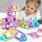 Pastel Magnetic Tiles Set - 40-Piece Stem Building Blocks For Kids Ages 3-8, Creative & Educational Toy Gift For Girls - Starter Set