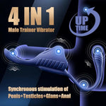 Adult Toy Penis Trainer Vibrator, 4 In1 Cock Ring Stimulators With 10 Vibration, Male Masturbator Glans Scrotum Anal Butt Prostate Massager Sex Toys For Men Couples