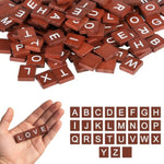 300 Pcs Maroon Wooden Letter Tiles A-Z for Crafts, Spelling Games & Decor