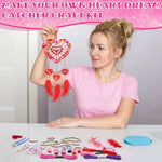 12 Sets Valentine's Heart Dream Catcher Craft Kit, DIY Wooden Painting Activity
