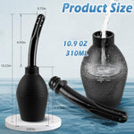 Enema Anal Douche for Men Women, Enema Bulb with Silicone Nozzle, Colon Cleanse Anal Cleaner Flusher for Shower Douches, 360° Deep Cleansing Feminine Care Kit with Lube for Men Women, 10.9oz Black