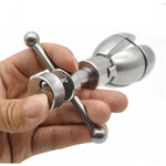 Opening Lotus Shape Anal Plug, Heavy Duty Stainless Steel Anal Trainer Butt Adjustable Expander With Lock&Key Metal Anal Plug Massager