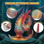 17.5 inch Fantasy Alien Dildo for Men and Women Premium Silicone Monster Dildo with Large Knots and Textured Ribs Safety Flared Base for Anal Play and Harness Compatible Rainbow