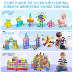 Magnetic Tiles, 100Pcs Magnetic Blocks Set, 4D Diamond Magnet Building Blocks, Stem Preschool Educational Magnet Toys Gift For Kids, Boys And Girls 3 4 5 6 7 8+ Year Old