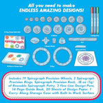 Deluxe Spiral Art Drawing Kit for Kids Ages 8 and Up, Classic Design with 19 Gears and Spiro-Putty