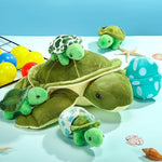 6 Pieces Sea Turtle Stuffed Animal With Babies 12" Mommy Stuffed Sea Turtle With 3 Little Plush 2 Plush Eggs Soft Pillow Tortoise Hugging Gifts For Kids Birthday Christmas Baby Shower(Classic)