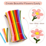 DIY Flower Bouquet Kit with 2 Glass Vases, 600 Pcs Pipe Cleaners, 13 Colors
