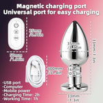 Vibrating Anal Plug Vibrator Butt Plug For Women Men Hearted Light Up Prostate Massager With Remote Control Stainless Steel Electric Sex Toys (M)