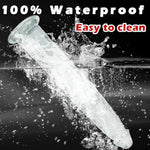 Realistic Dildo, 17 Inch Huge Dildo With Small Glans And Powerful Suction Cups For G-Spot Stimulation And Anal Play, Clear Ultra Big Soft Lifelike Fake Penis Dildos Adult Sex Toy For Women/Men/Couple