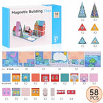Magnetic Tiles Toy Set For Kids With 6 Large Square , Magnetic Blcok Fairytale Town Set, Magnetic Building Blocks With Road, Large Expansion Stem Building Magnet Toys For Ages 3-5 4-8 5-7 Boys Girls