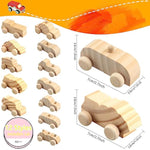 24 Pack Unfinished Wooden Cars to Paint, 12 Styles for Kids DIY Crafts