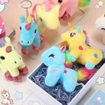 18 Pcs Mini Stuffed Animal Keychain, Plush Dolls Aesthetic Keychains For Backpacks Christmas Bag Fillers Gift Birthday Party(Unicorn)