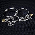 Metal Bondage Handcuffs Footcuffs Restraint Bondage Oval Cuffs With Iron Chain Slaves Lock Bdsm Sex Toys (D)