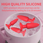 Silicone Anal Plug, Pack Of 4 Butt Plugs Training Set For Beginners Advanced Users, Prostate Sex Toys For Men,Women Couples(Red)