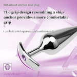 4 Pcs Metal Silvery Butt Plug Set With Anchor Jewelry Base Adult Sex Sm Toys Smooth Metal Anal Plug Kit For Couple(B)