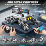 Robot Dog Rc Stunt Car Toys - Gesture Sensing Remote Control Car With Mecanum Wheels, Led Eyes, 3 Sound Effects,Water-Shooting Turret & Rgb Lights,Birthday Gift For Kids Boys Girls