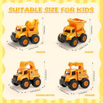 Construction Truck Toys For Toddlers 1-3, Push And Go Toy Vehicles Set With Mixer, Dump Truck, Excavator, Bulldozer, Friction Powered Cars For Boys And Girls, Gift For 2 3 4 5 Year Old Kids