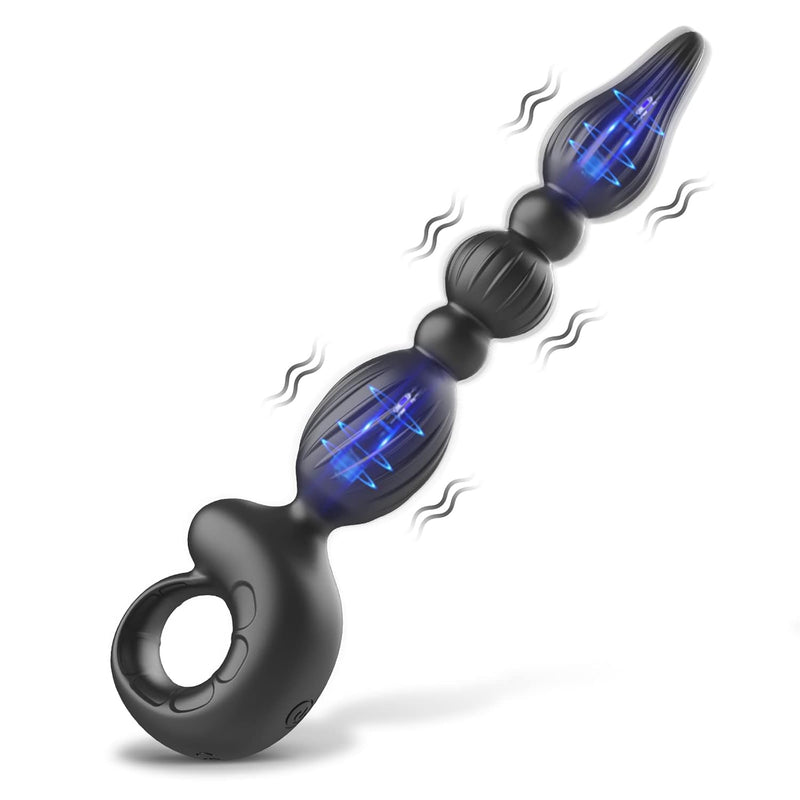Vibrating Anal Beads Butt PlugAnal Vibrator Silicone Prostate Massager With 10 Vibration Modes Graduated Design Waterproof Prostate Stimulator G-Spot Anal Sex Toys For Men, Women And Couples