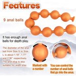 Silicone Anal Beads With Removable Fox Tail Anal Butt Plug For G-Spot Prostate Stimulation Adult Sex Toy With 9 Anal Balls For Cosplay Anal Training For Intermediates Advanced Players Black M
