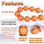 Silicone Anal Beads with Removable Fox Tail Anal Butt Plug for G-spot Prostate Stimulation Adult Sex Toy with 9 Anal Balls for Cosplay Anal Training for Intermediates Advanced Players Gold M