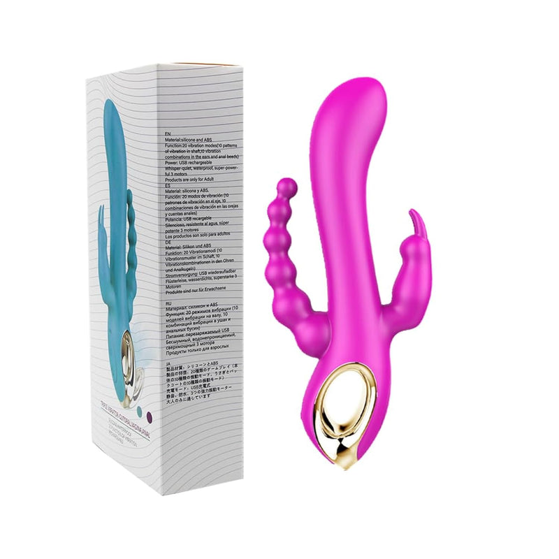 3 In 1 Silicone G-Spot Rabbit Anal Vibrator Vibrating Dildo Adult Sex Toys With 10 Vibrating Modes For Women Waterproof Rechargeable Clitoris Vagina Stimulator Massager Sex Toy For Solo Or Couple(Red)