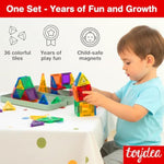 Mini Magnatiles Travel Set 36Pc With Tin Case, Micro Magnetic Tiles For Kids Ages 3-8, Airplane Car Seat Toy