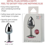 Gem Medium Anal Plug, Metal Butt Plug For Women & Men, Tapered Trainer For Beginners & Advanced, Weighted Aluminum Plug For Temperature Play, Safety Flared Base, Includes Velvet Bag, 3.25"