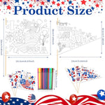 30pcs 4th of July Coloring Flags Kit with 24 Paint Pens for Independence Day Crafts