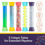 Liquid Motion Bubbler Toy Cool Tubes 5-Pack Colorful Hourglass Timer With Droplet Movement, Bedroom, Sensory Play For Home Or School (Bubble-Tube-5)