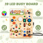 Wooden Busy Board With Led Light, Montessori Toddler Toys, Wooden Sensory Board, Toddlers Activity Travel Toys For Boy & Girl Birthday Gift (Farm Theme)